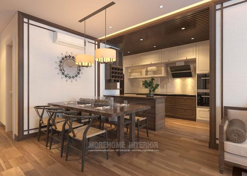 Bộ bàn ăn gỗ hiện đại với kiểu dáng đơn giản nhưng không kém phần tinh tế sang trọng